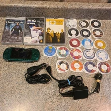 Sony PSP 3001 22 Games And UMD Green w/ Charger - Tested & Working! (H4)