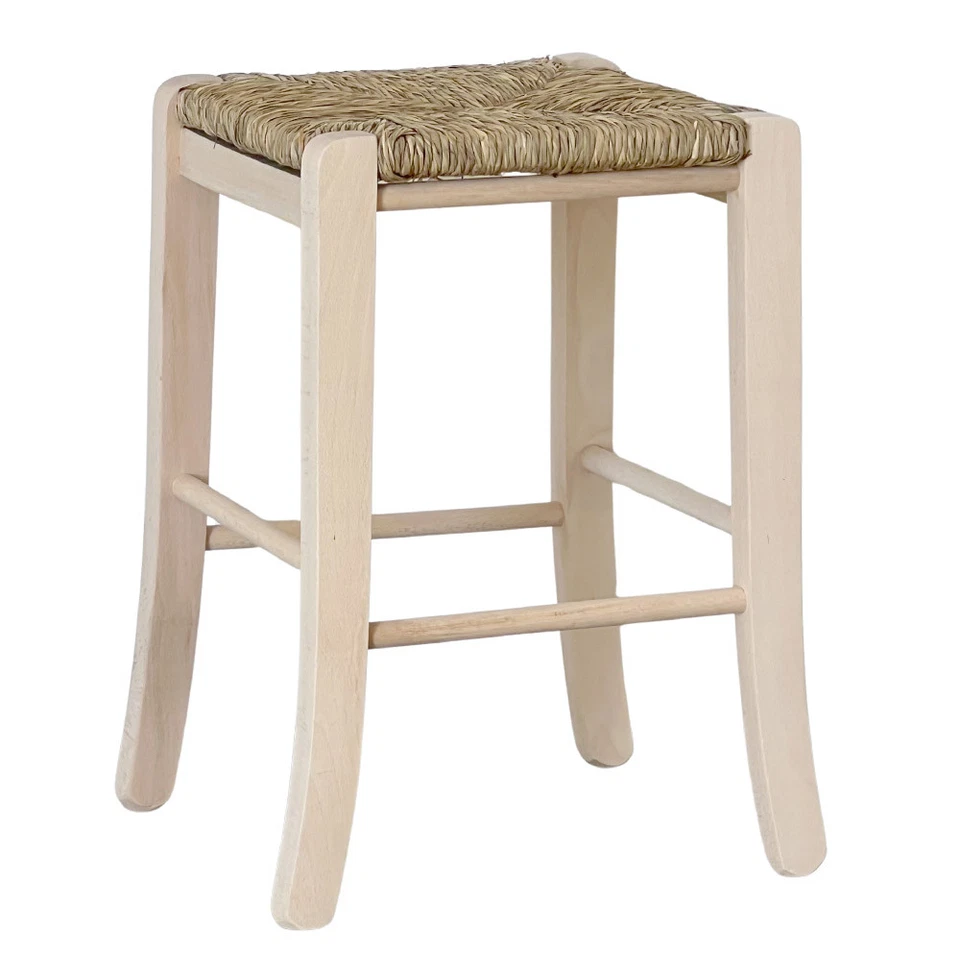 OKAFFAREFATTO Sgabello basso h 47 cm in legno da dipingere quadrato gambe a sciabola