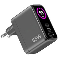 Celly 65W Gan Wandladegeraet Led Display 2X Usb C Usb A Pd Qc 3 Port Netzteil