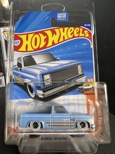 2025 HOT WHEELS  83 CHEVY SILVERADO 9/10 HW HOT TRUCKS BLUE WITH PROTECTOR