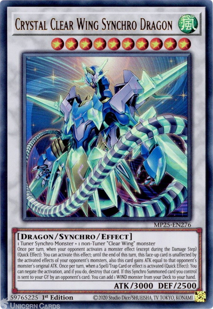 MP25-EN276 Crystal Clear Wing Synchro Dragon : Ultra Rare 1st Edition Mint YuGiO