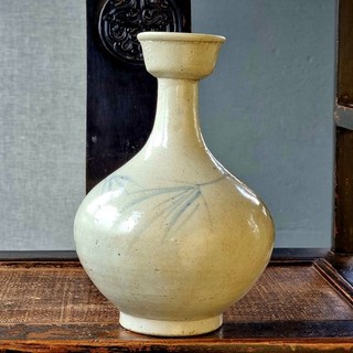 Mid 18th Century Large KOREAN Joseon Dynasty Porcelain BOTTLE VASE Grass Sprays