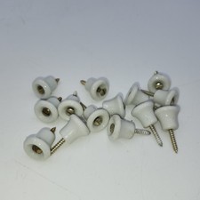 Lot of 14 Small 1/2 In. Antique Porcelain Drawer Knobs Screw Centers