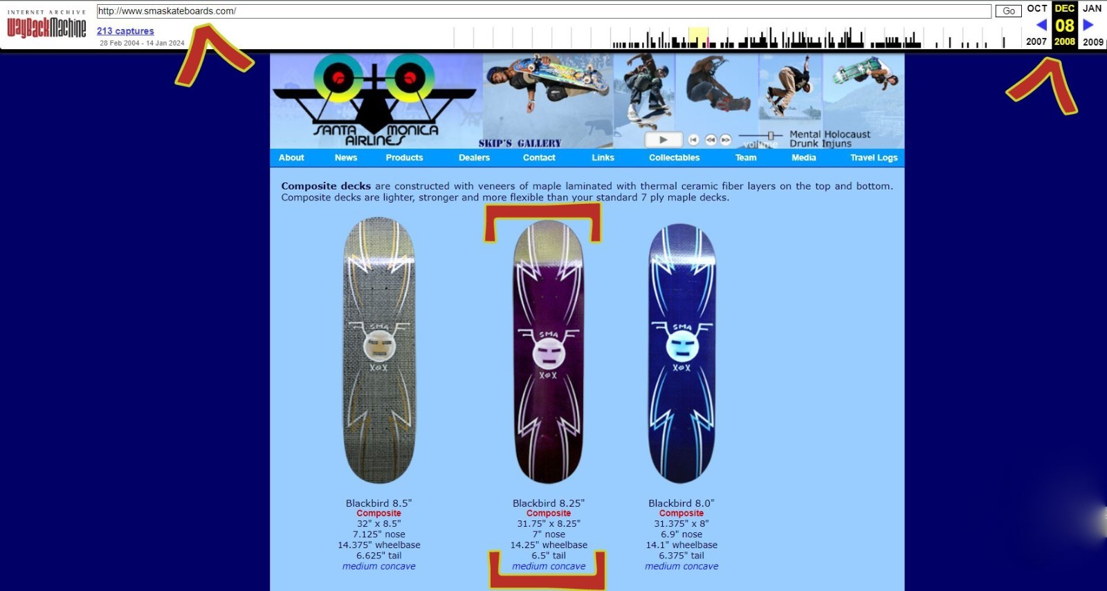 2008 SMA SANTA MONICA AIRLINES 30th Anniv Blackbird FIBERLAM Skateboard Deck NOS