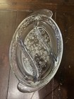 Vintage Etched Glass Divided Serving Dish With Floral Pattern — photo 1