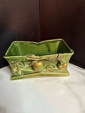 Vintage ucagco Green Glazed And Gold Painted ceramic planter japan