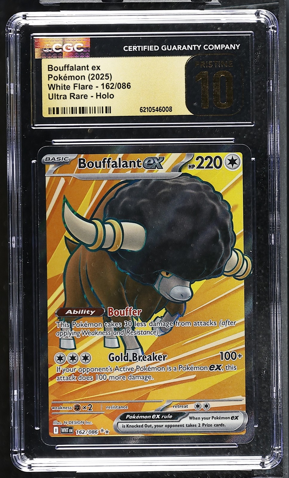2025 Pokemon Bouffalant EX 162/086 Ultra Rare Holo White Flare CGC 10 Pristine
