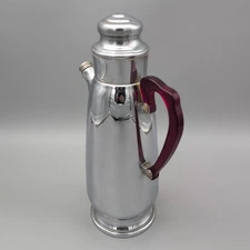 Vintage Cocktail Shaker Party Drink Mixer Chrome Red Bakelite Handle 12.5"