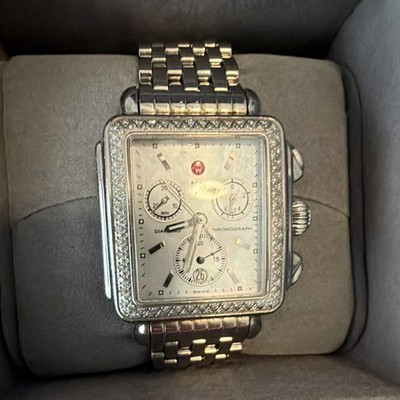 Michele Deco Silver Diamond  Wristwatch Stainless Steel pre loved includes box!
