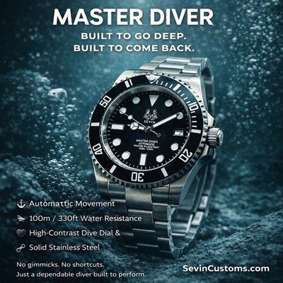 Sevin Black  Master Diver  Automatic Watch 