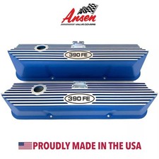 Ford Fe 390 Fe Logo Tall Blue Valve Covers - Die-cast Aluminum - Ansen Usa