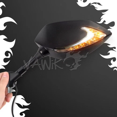 VAWiK Dual LED mirrors Lucifer Indicator + Running 10mm fits Honda Suzuki