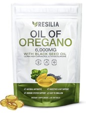 Resilia Softgels with Black Seed Oil 6000mg Organic Oregano Oil Capsules fo...