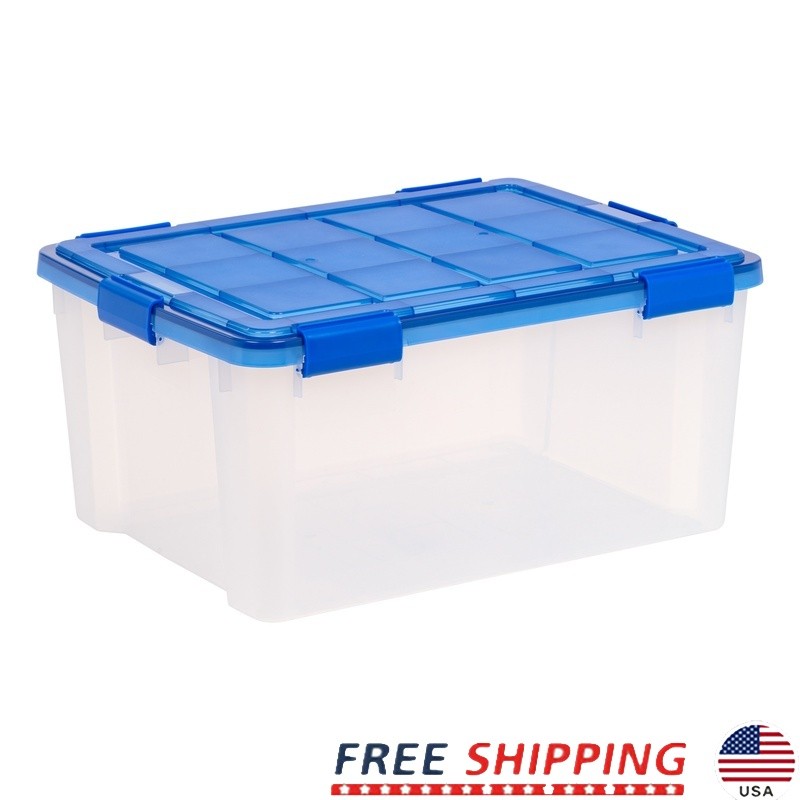 Airtight Plastic Storage Bins Clear Lids Stackable Heavy Duty Organization Totes