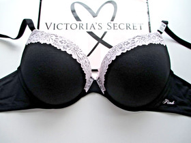 VICTORIA'S SECRET PINK Super Push-Up Bra Set 34B 36B 38B 38C 38D 40C 40D Black