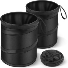 2 Pack Mini Trash Can for Car, Leakproof Pop-Up Car Trash Can with Hanging Loop,