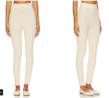 Varley Mocado Ribbed Knit Leggings High Waisted Whitecap Grey SZ M NWT 118msrp