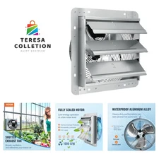 12'' Shutter Exhaust Fan, High-speed 1000 CFM, Aluminum Wall Mount Attic Fan ...