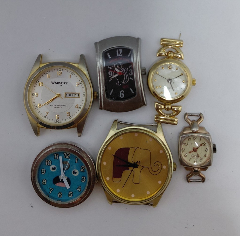 Qty 6 Watch Heads Mixed Lot -Project Watches - Watch Repair  Watch Parts