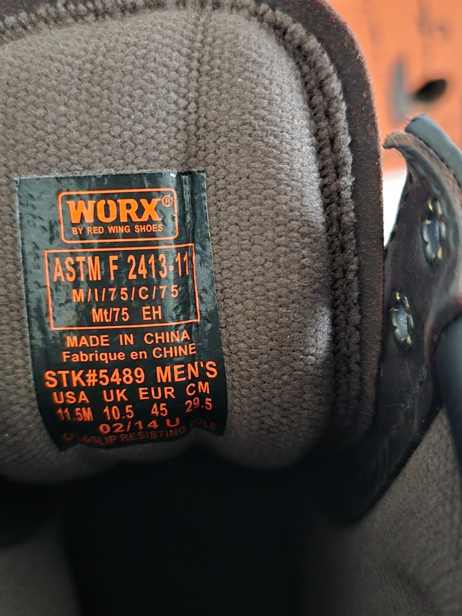 Worx by Red Wing Boots Brown Size 11.5 M 5489 Steel Toe Slip