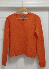 Grayson and Dunn Sweater Women's Petite Large Orange 100% Cashmere Casual 