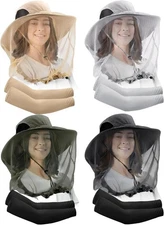 4 Pieces Mosquito Net Hat Bug Cap Mesh Head Net Hat Sun Protection with Removabl