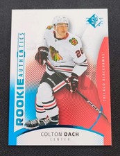 Upper Deck SP Rookie Authentics Colton Dach Blue Chicago Blackhawks #101 NHL Ca…