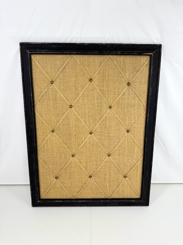 Rustic Burlap Vision Board 21x27 Bulletin Board Weathered Black Frame Farm Decor