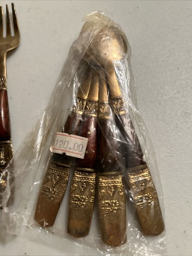 VINTAGE SET MIT 32 GOLDTON HOLZ BUDDHA DEMITASSE BESTECK - THAILAND - Bild 2 von 20