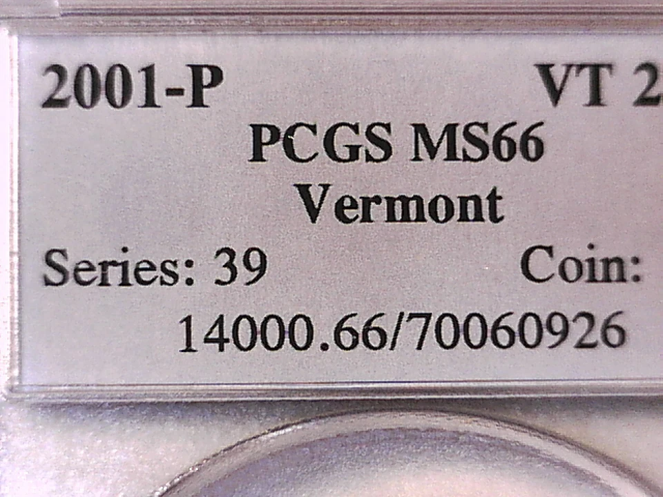 2001 P Washington State Quarter PCGS MS 66 Vermont 70060926 - Image 3 of 3