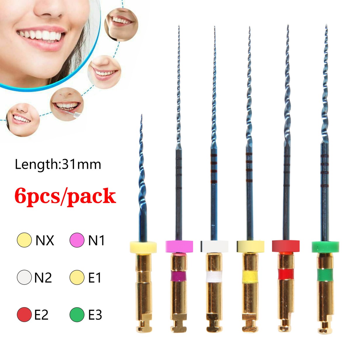 Dental Endo Root Canal NiTi Super Rotary Files Engine Use NX 31MM