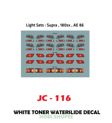 JC-9116 White Toner Waterslide Decals LIGHT SUPRA,180SX,AE86 For