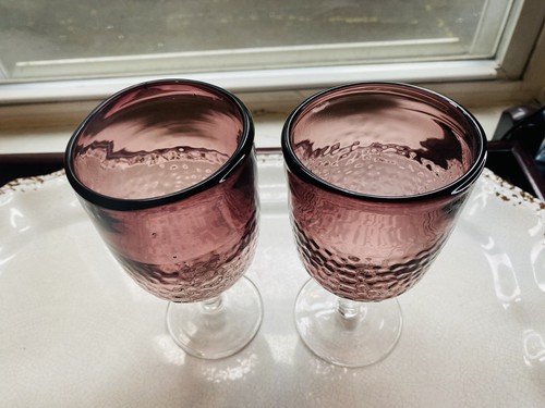 Pottery Barn Purple Ombre Crackle Textured Water Goblet Honeycomb Rare Glass-2 - Picture 3 of 14