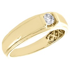 10K Yellow Gold Solitaire Diamond Men's Wedding Band Anniversary Ring 1/4 Ct.