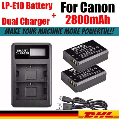 2x LP-E10 Akku + Ladegerät für Canon EOS 1100D 2000D 1200D 4000D 1500D 1300D AA