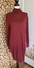 Cremieux Izzy Lightweight Burgundy Red Wool Blend Turtleneck Sweater Dress NWT S