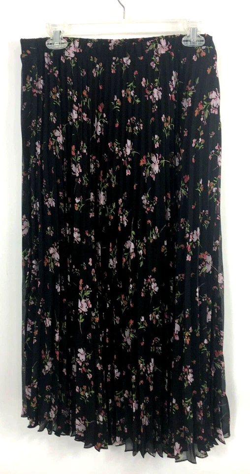 Falda forrada de cintura elástica floral negra rosa verde Vince Cameo para mujer talla L Foto 3 de 4