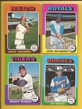 1975  TOPPS  Lot of 4 Stars: GERONIMO- MAYBERRY- STANLEY- J. NIEKRO  EX+ and up