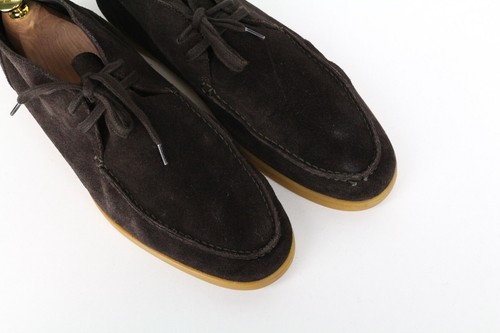 SUITSUPPLY Mens Classic Shoes EU44 Dark Brown Suede Leather Laced High-Top - Picture 9 of 14