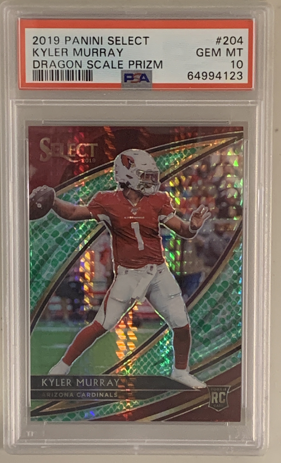 2019 SELECT ROOKIE FIELD LEVEL DRAGON SCALE PRIZM Kyler Murray RC #/88 PSA 10