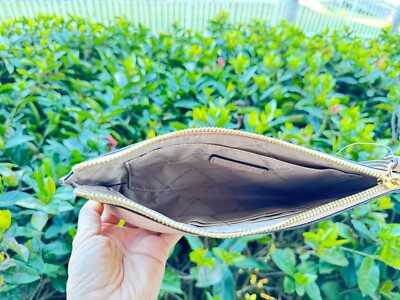 MICHAEL KORS JET SET ITEM LARGE ZIP CLUTCH LEATHER WRISTLET BLUSH