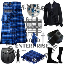 Men's New Scottish Modern UTILITY Kilt 13Oz Tartan Fashion Utility KILTS Package