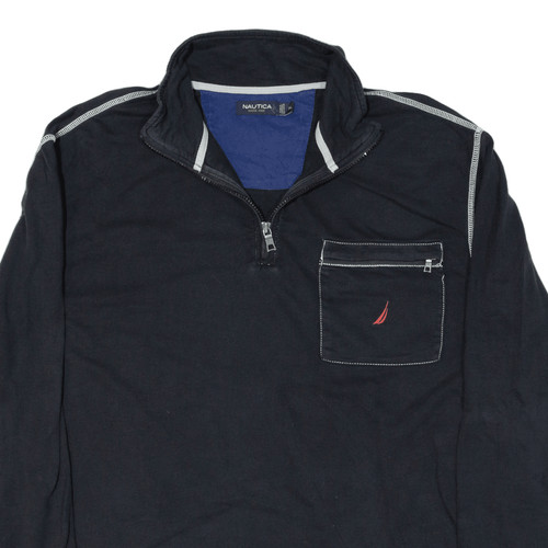 NAUTICA Sweatshirt Black 1/4 Zip Mens XL - Picture 2 of 6