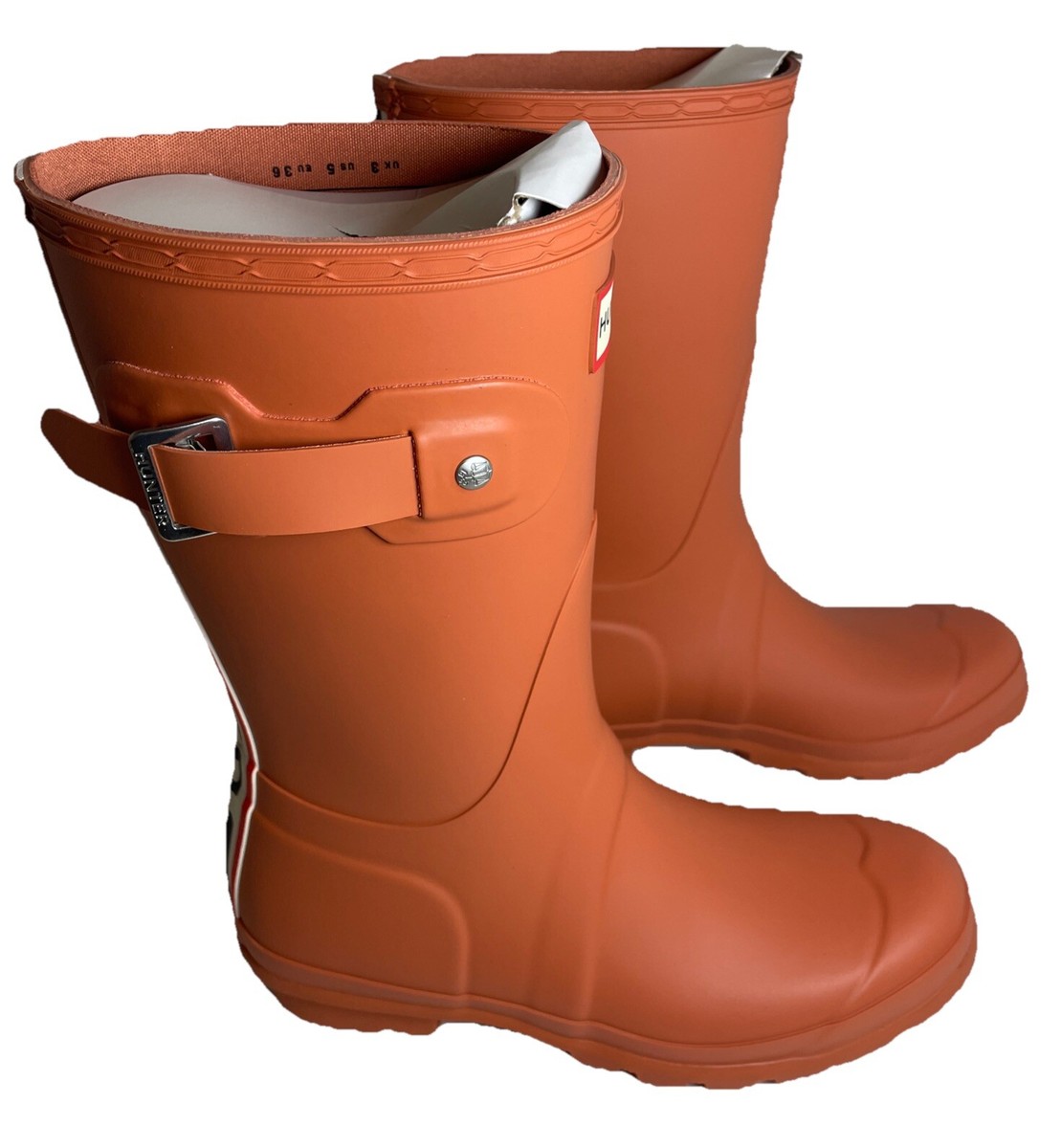 Hunter Original Short Tri Colour Logo Backstrap Boots US 5
