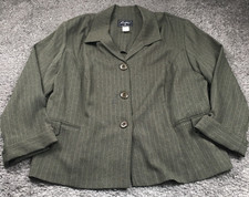 Sweet Suit Womens Blazer Plus Size 22w Green Regular Button-up Shoulder Pads