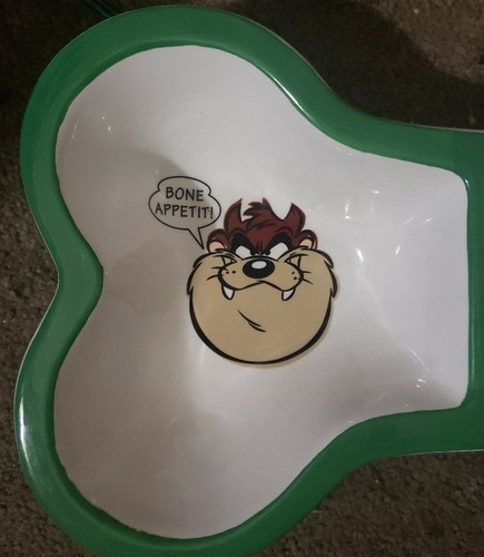 Chow down chow hound tazmanian devil Dog Bone Shaped Ceramic Food / Water Dish - Picture 2 of 6