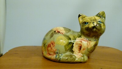 Porzellan Blumen Katze Figur, Joan Baker Designs