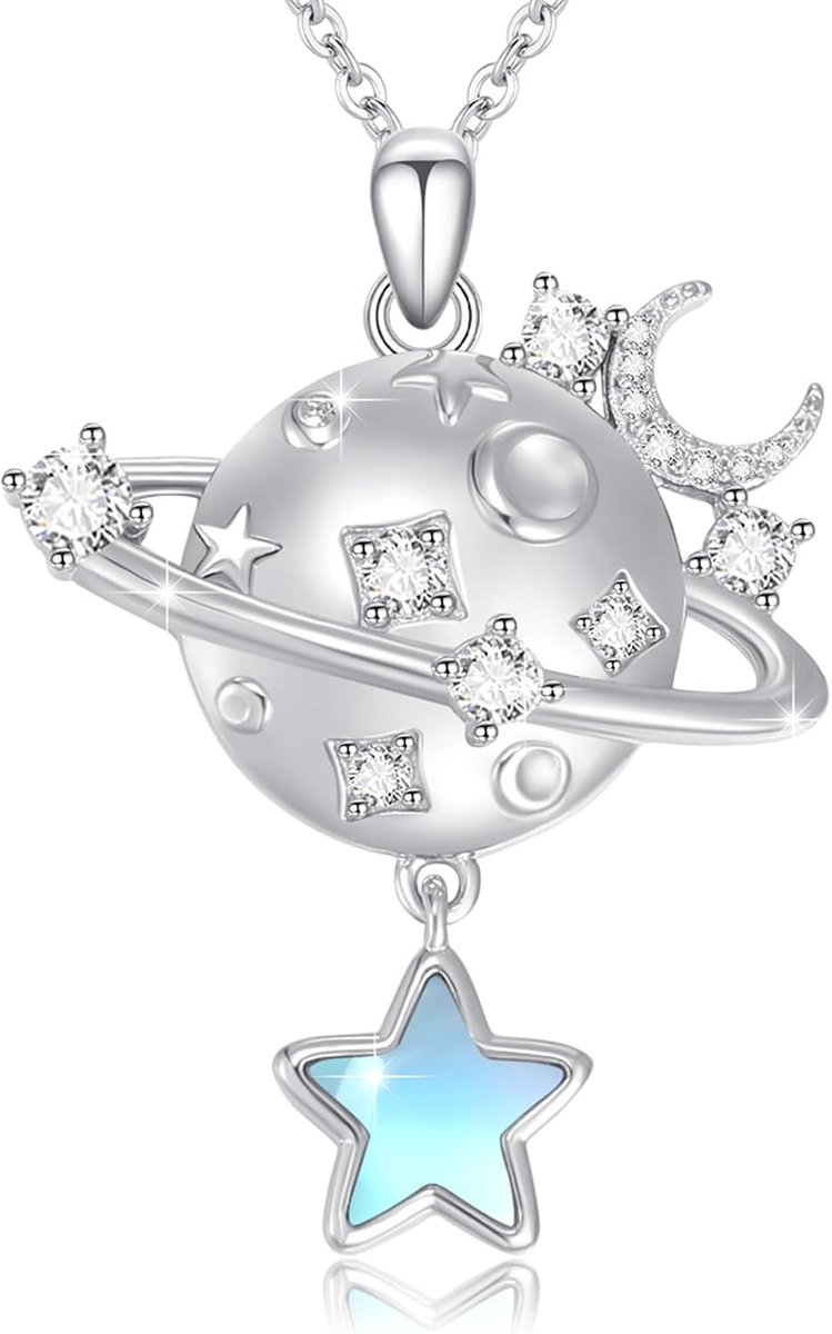 Galaxy Planet Universe Necklace Sterling Silver Space Jewelry - Main Image
