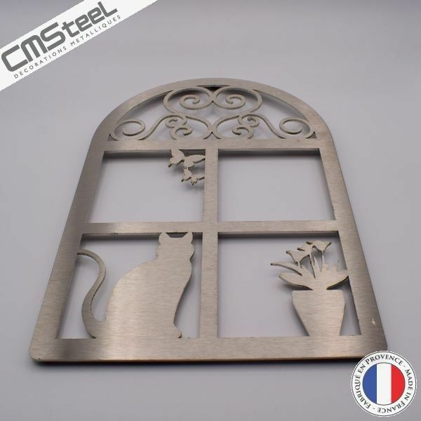 Dessous de plat Chat à la fenêtre en inox pour repas conviviaux et déco de cuisine
