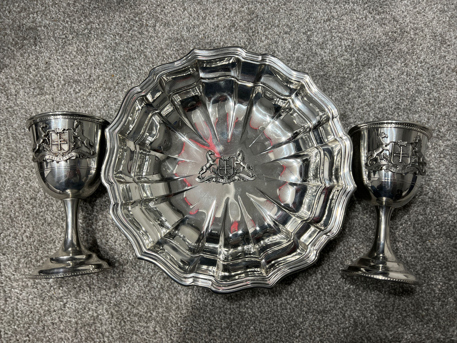 Vintage Arlington International Pewter Plate & Cups Memorabilia by Salisbury